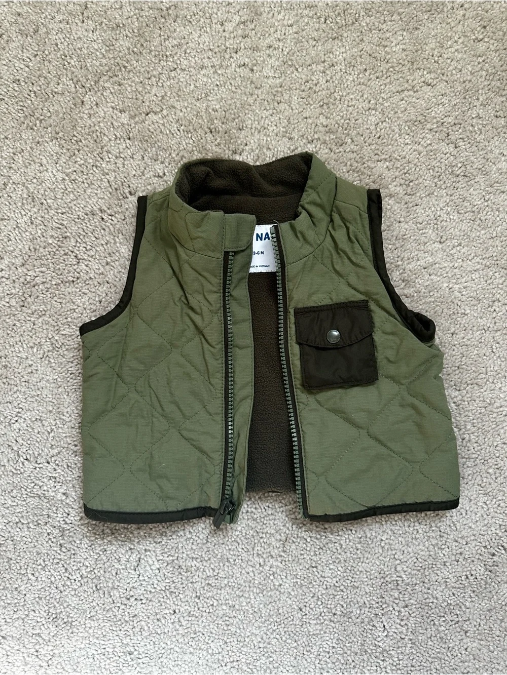 Old Navy Quilted Olive Green Vest
